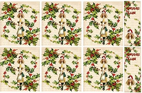 Christmas Alice in Wonderland set of 6 tea bag envelopes with tags