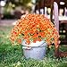 TEMCHY Artificial Daffodils Fake Large Flowers, 4 Bundles Orange UV Resistant Faux Greenery Foliage Plants Shrubs for Garden, Wedding, Outside Hanging Planter, Farmhouse Indoor Outdoor Decor
