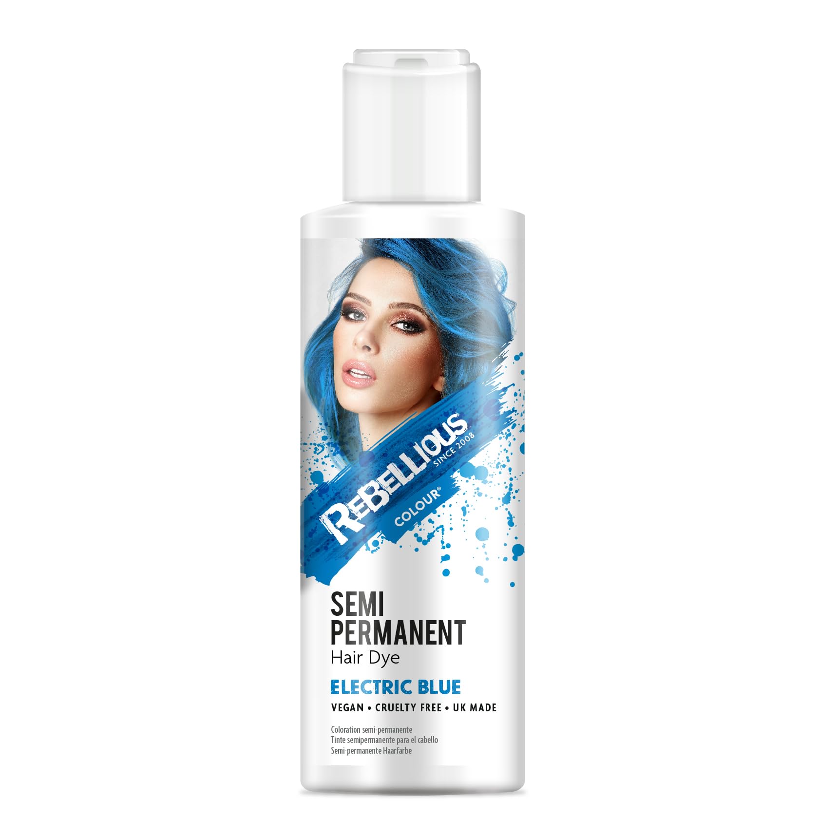 Rebellious Colours Vegan Semi Permanent Hair Dye Colour 100ml (Electric Blue)