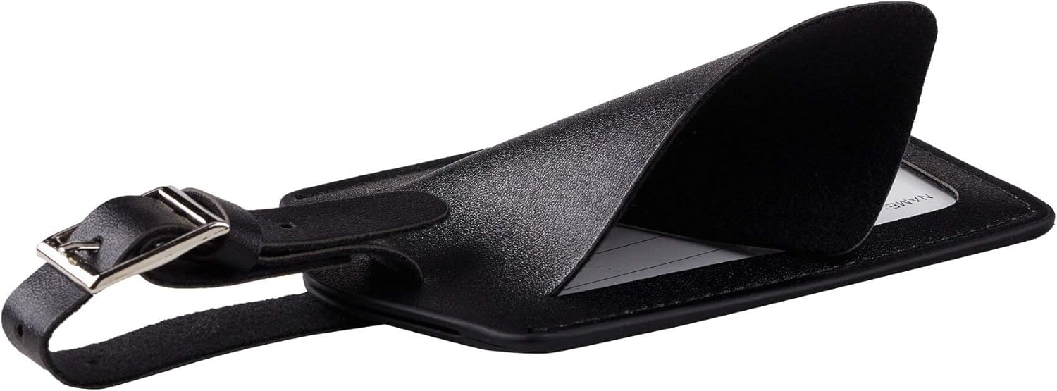  | Travelambo Leather Luggage Bag Tags (Black) | Luggage Tags