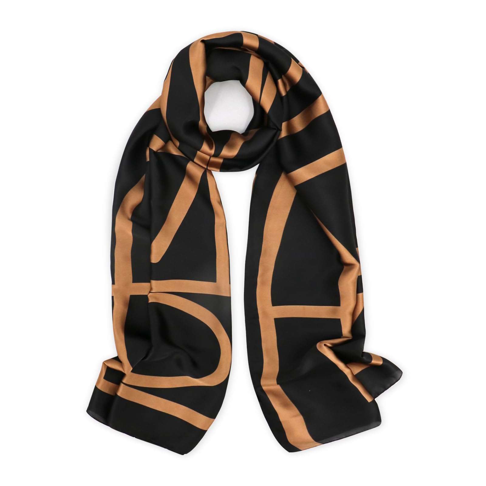 vimate Black Satin Scarf Shawl-Summer Blue large Long Floral Silk Beach Scarf Head Wrap with Gift Packed for Anniversary (Style 34)