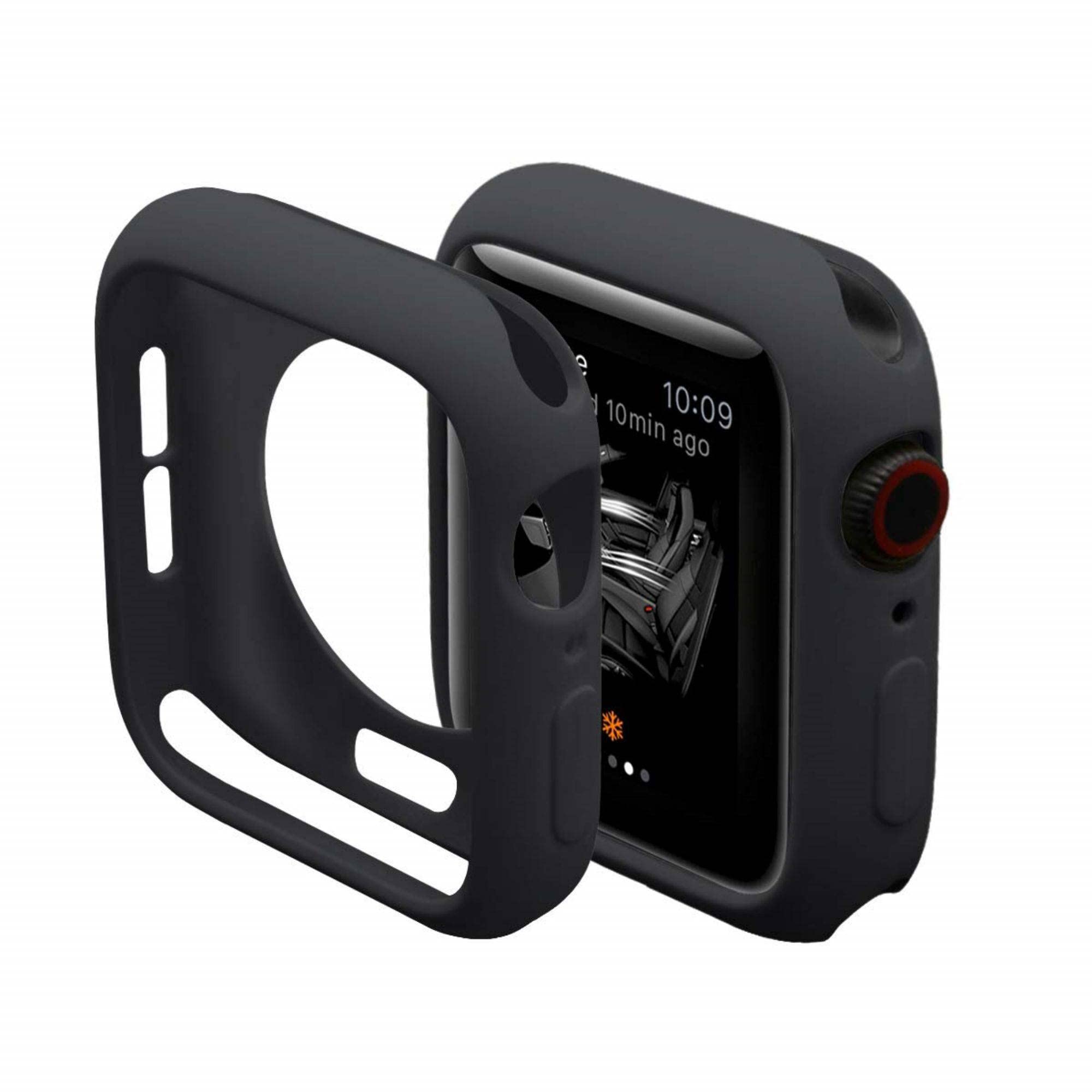 Compatible with Apple Watch Series SE 6/5/4, 42 mm, ultra-thin, soft, shock-resistant TPU bumper case. Black