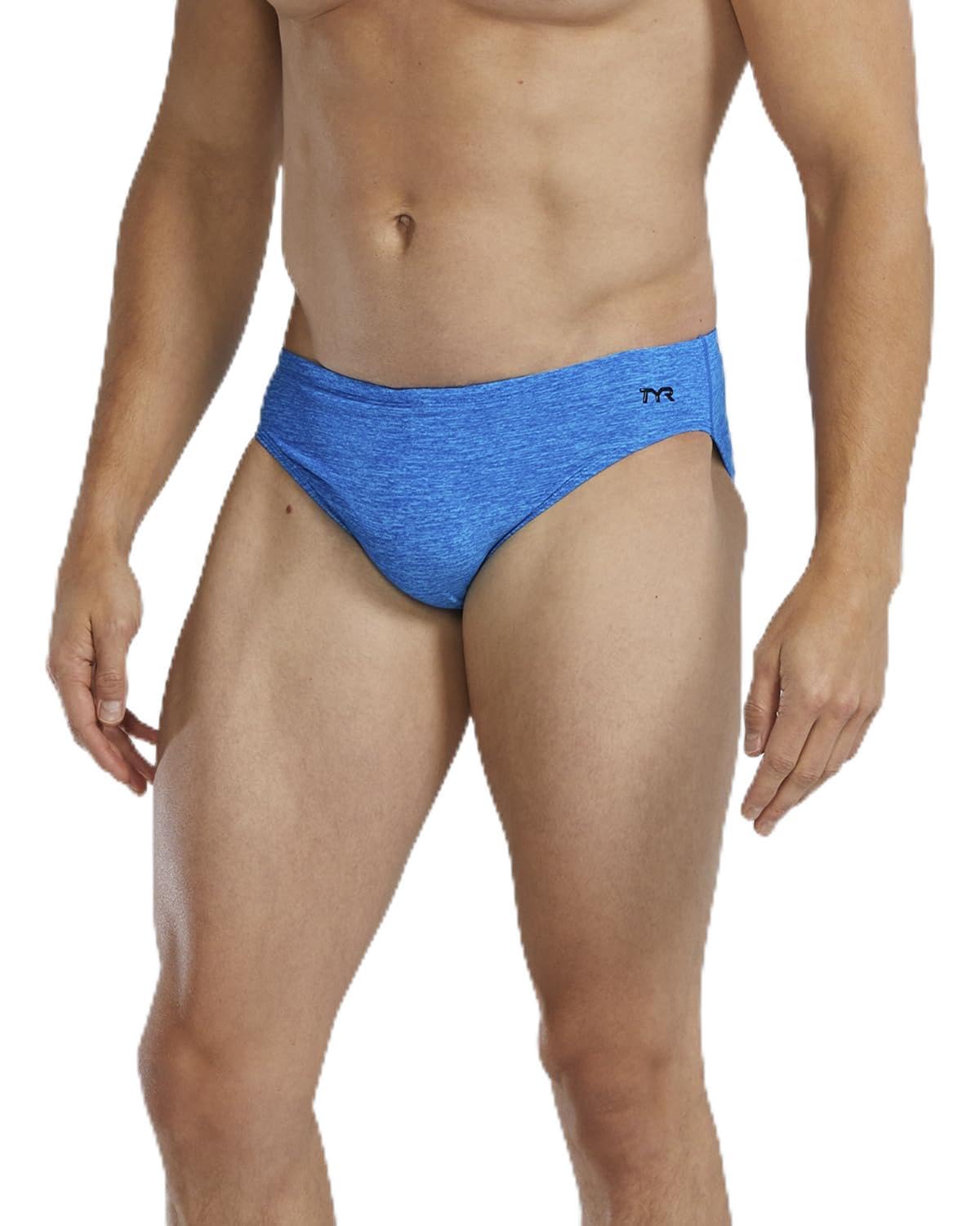 TYR Men’s Durafast Elite Racer Brief Swimsuit, Bright Blue, 28