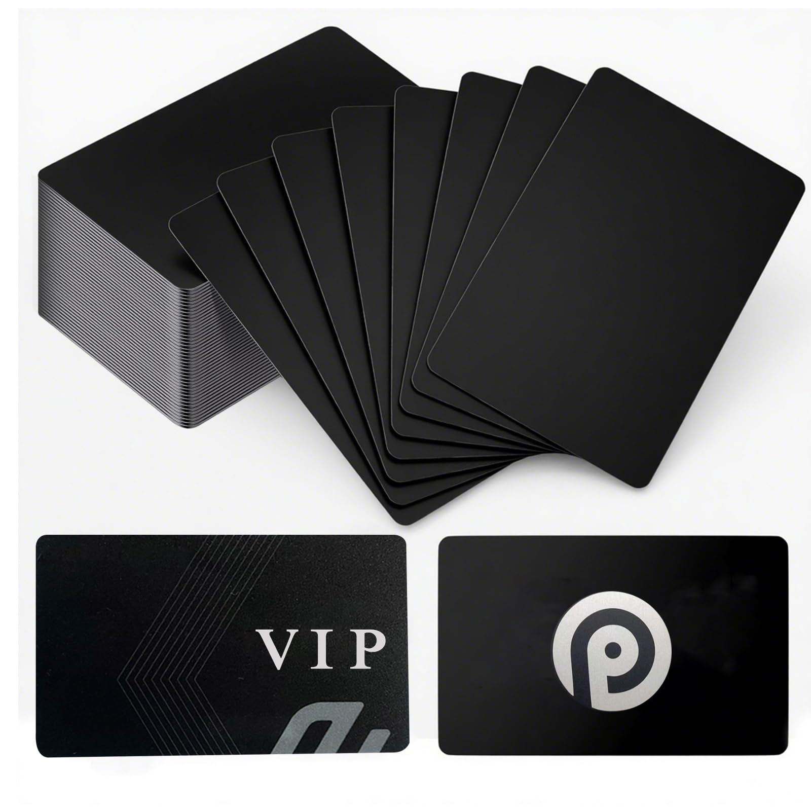 Photo 1 of 0.8mm Blanks Metal Business Card for Laser Engraving, Premium Aluminum Sheet Multipurpose DIY Gift Metal Cards Black 86 X 54 mm, 50 pcs