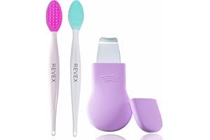 REVEX Silicone Nose Blackhead Remover Tool Set,Blackhead Scraper Tool,2Pcs Pore Cleaning Brush, Face Scrubber Skin Spatula, P