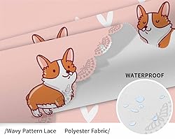 IBILIU Cute Corgi Dog Round Tablecloth,Kawaii Puppy