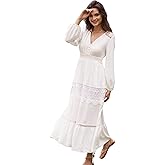 Olaesa Long Sleeve Maxi Dress for Women Boho Flowy Wedding Guest Dress