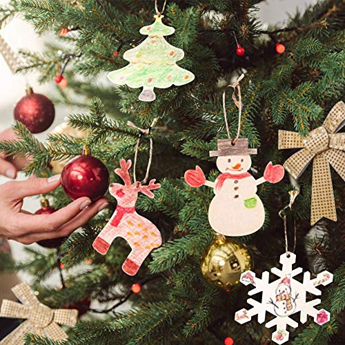 100 PCS Christmas Kraft Paper Tags Gift Tags Snowman, Snowflake, Reindeer and Christmas Tree Design for Christmas Gift,DIY and Wedding