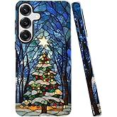 Case for Samsung Galaxy S25,Camera Protection Soft Glossy Phone Case - Christmas Tree Winter Forest