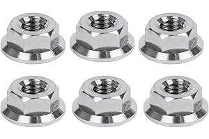 UHDFBDHF 6PCS Titanium DIN6923 M5 M6 M8 M10 M12 M14 Hex Flange Nuts (M6 Pitch 1.0mm)