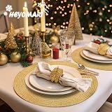 HEYOMART Round Placemats Set of 6 38cm Glitter Braided Woven Heat Resistant view 2