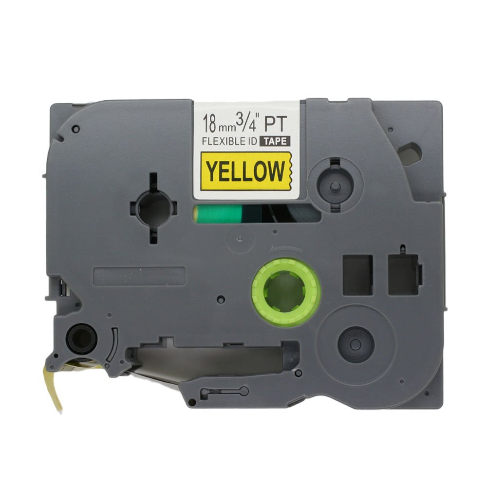 Fassport 1 Pack Black on Yellow Flexible Label Tape Compatible for Brother P-Touch TZ FX641 TZe FX641 18mm 3/4"