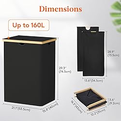 Lifewit 160L Double Laundry Hamper with Lid, Extra
