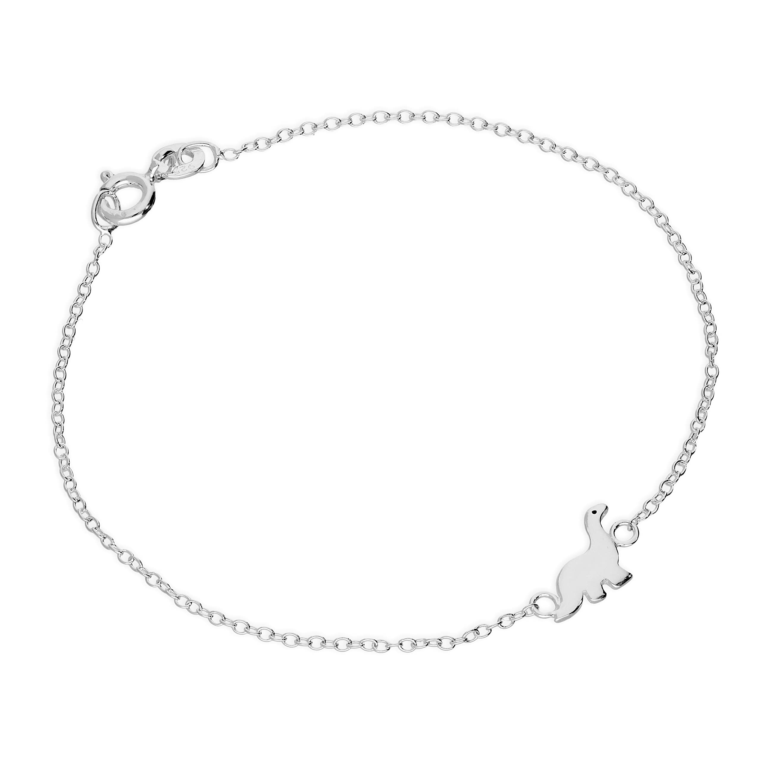 jewellerybox Sterling Silver Belcher Bracelet with Dinosaur Charm