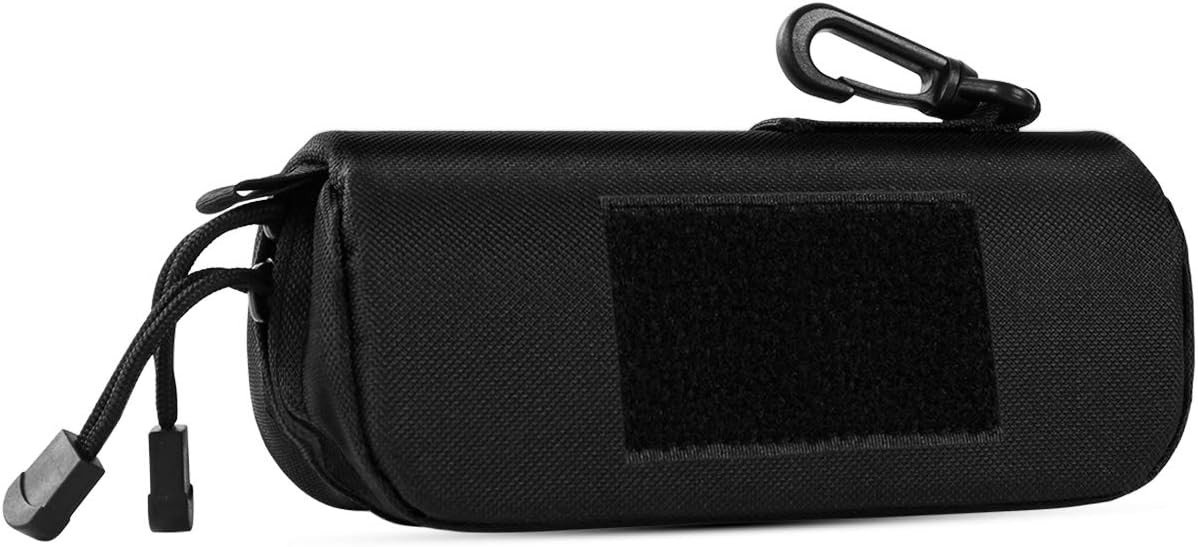 Shidan Tactical Molle Sunglasses Case, Eyeglasses Hard Case with Clip 1000D Nylon Tactical Molle Double Zipper Sunglasses Carrying Case