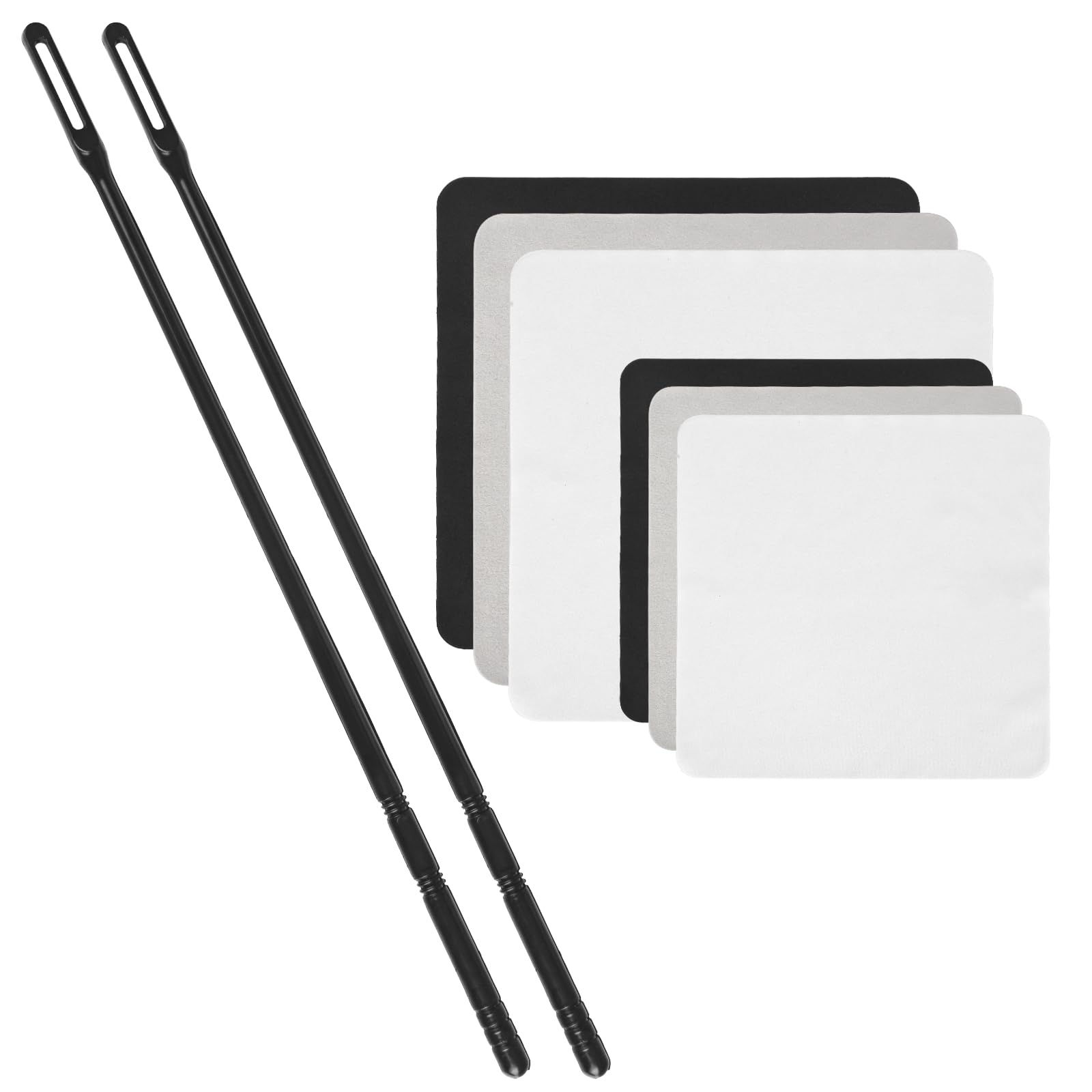 Photo 1 of CONLI Flute Cleaning Kit 2 Flute Cleaning Rods with 6 Pack Flute Cleaning Cloth Musical Instruments Polishing and Cleaning Accessories - White, Gray, Black