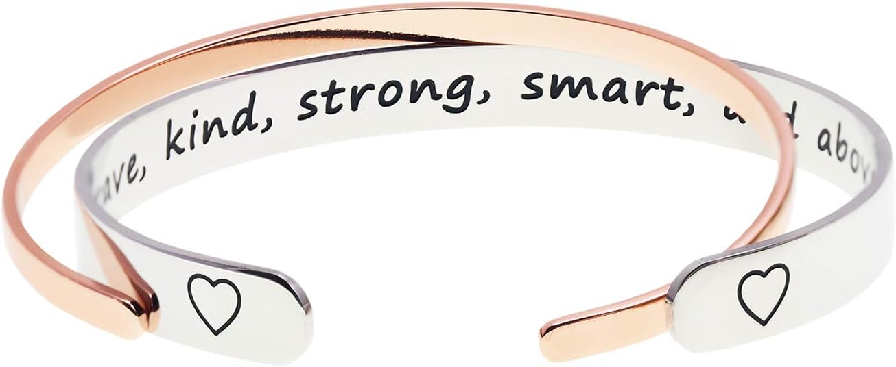 Melix Home Best Friend Encouragement Gifts Bracelets You are Brave Kind Strong Smart and Above All Loved Inspirational Bracelets Recovery Gift Cuff Polished Finish