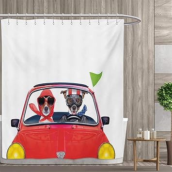 Amazon Com Smallfly Dog Driver Shower Curtains Sets Bathroom Jack