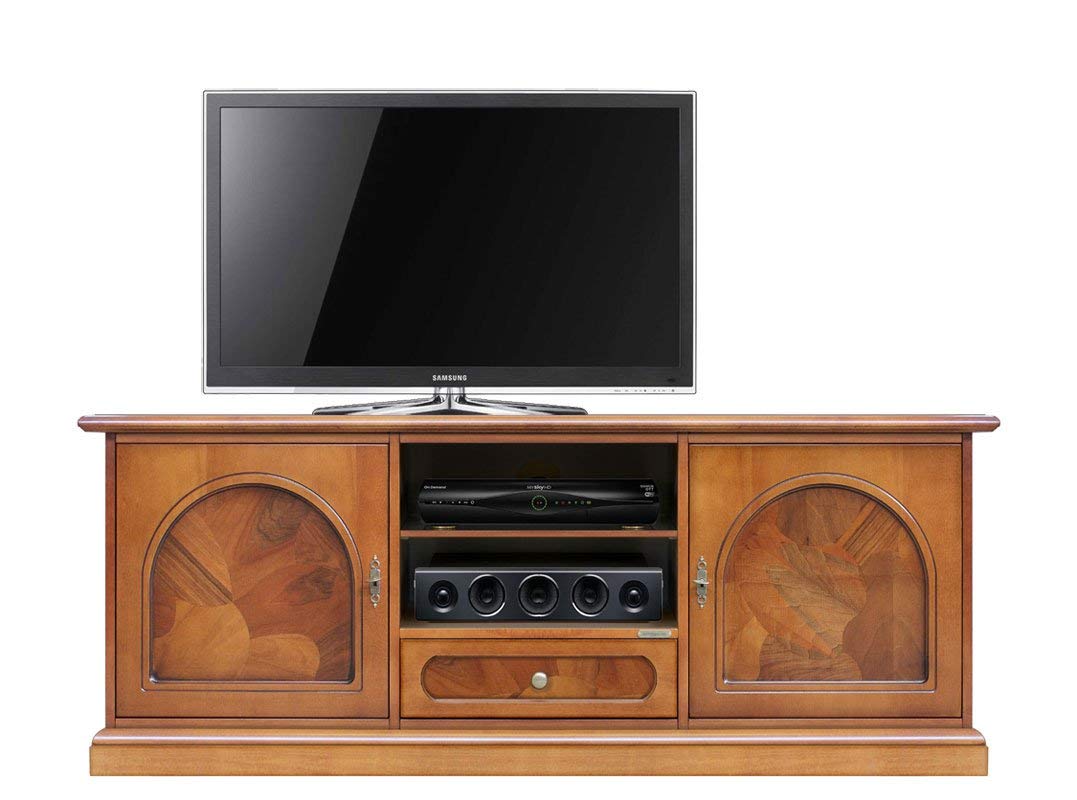 Tv stand with walnut briar root door, classic tv stand in wood