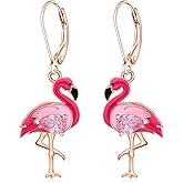 Flamingo Earrings for Women Flamingo Earrings Dangle Sterling Silver Lever Back Flamingos Gifts for Women Christmas Jewelry