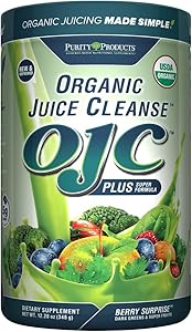 Certified Organic Juice Cleanse OJC Plus Berry Surprise - Purity Products - 30+ Organic Veggies and Fruits - 5 Grams of Fiber - Promotes Energy and Digestive Function - 12.28 oz - 348 g - 30 Servings