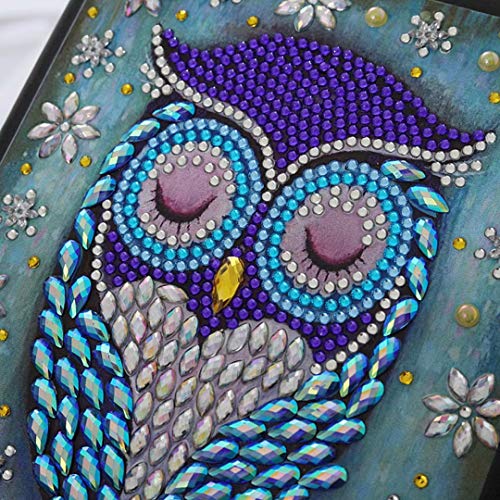 qiaoniuniu Diamond Painting for Kids Mosaic Making A5 Notebook Journals Notepad Gifts for Christmas (Owl)