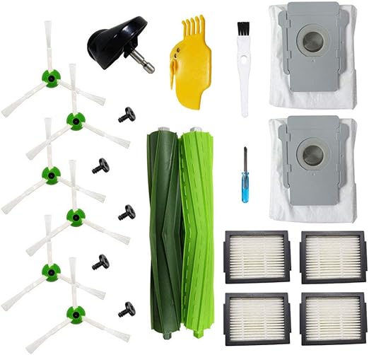 Amazon Com Replacement Parts For Irobot Roomba I7 7150 I7 Plus 7550 E5 5134 E6 6198 And E7 Robot Vacuum Cleaner Replenishment Kit Multi Surface Rubber Brushes Filters Clean Base Bags Caster Wheel