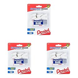 Pentel HI-Polymer Eraser Combo Pack, 6 Caps, 1