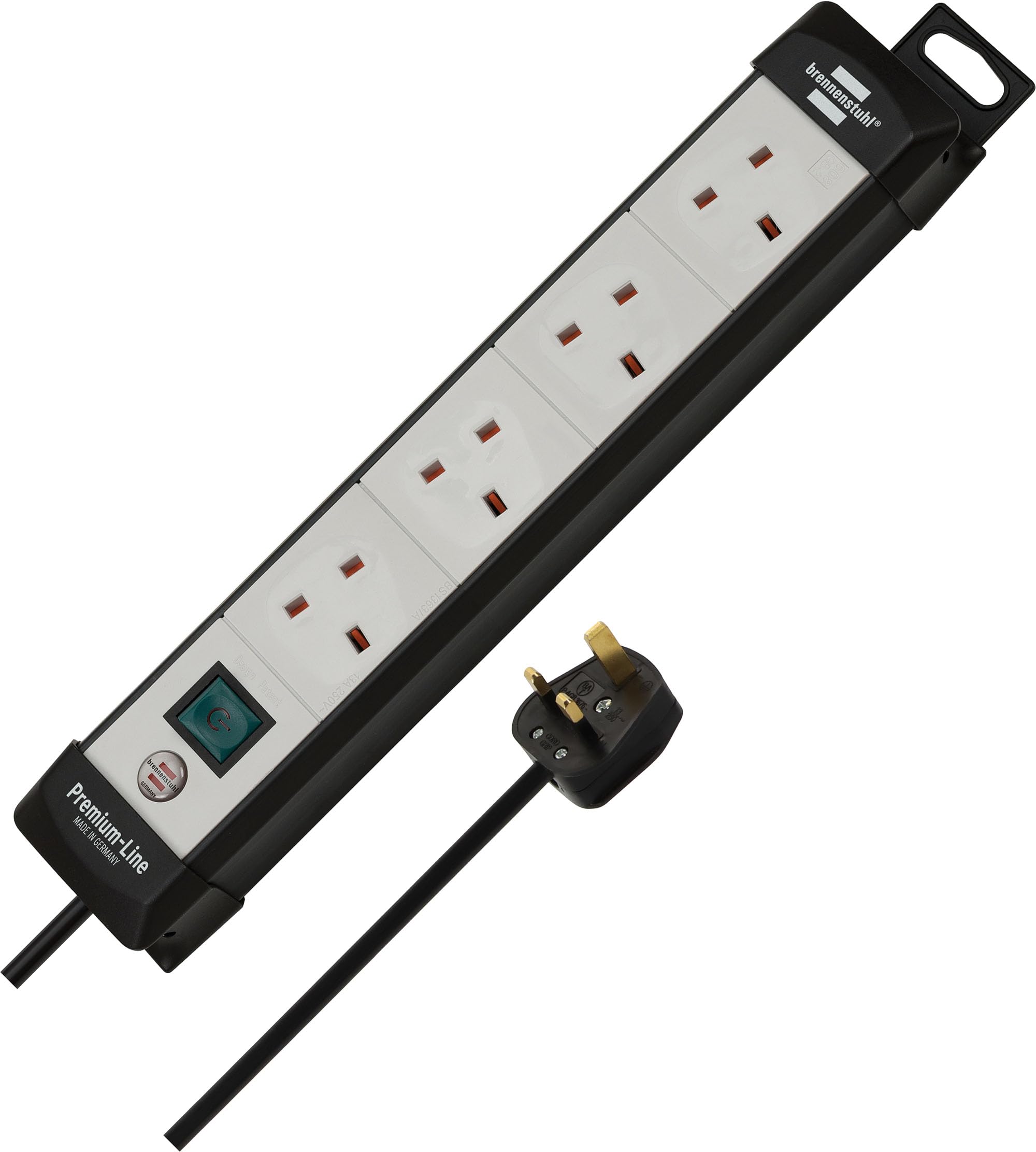 Brennenstuhl Premium-Line extension socket 4-way black/lightgrey 5m 05VV-F 3G1,25 with switch *GB*