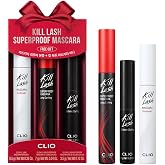 CLIO Kill Lash Superproof Mascara Holiday Gift Set, Waterproof Lash with Long Curling, Volume Curling Mini and Remover, Smudge-Resistant Long Wear, Safe for Sensitive Eyes (001 + 002 Mini + Remover)