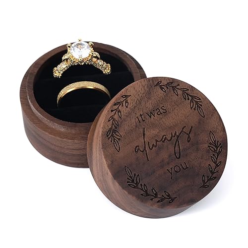 Drnilui Ring Box, Wooden Ring Box for Wedding Ceremony Ring Bearer