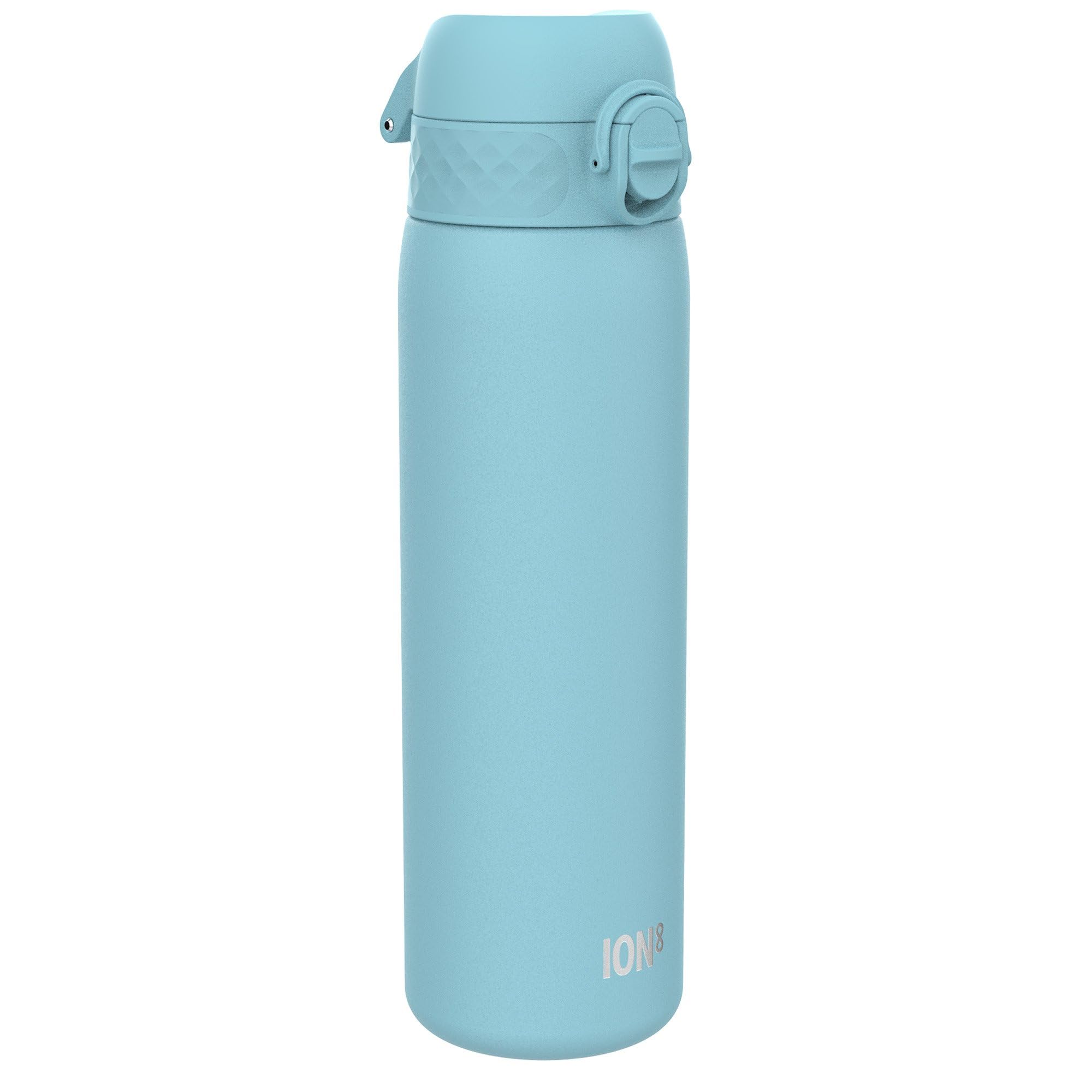 ION8 Lightweight Steel Water Bottle, 600 ml/20 oz, Non-Insulated, Leak Proof, Easy to Open, Secure Lock, Dishwasher Safe, Flip Cover, Fits Cup Holders, Carry Handle, Metal Water Bottle, Alaskan Blue