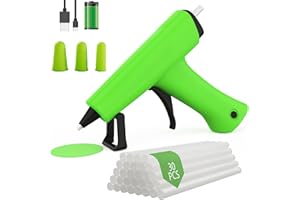 Gartree Hot Glue Gun Kit Cordless & Rechargeable with 30PCS Glue Sticks, Glue Gun and Sticks Set 15 Mins Smart Power-Off Mini Glue Gun for Crafts School DIY Projects Quick Repairs, Green