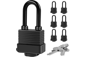 Padlocks Keyed Alike for Outdoor use, Pack of 6, Laminated Steel Lock Set Safety Padlock,Waterproof Heavy Duty Outdoor Securi