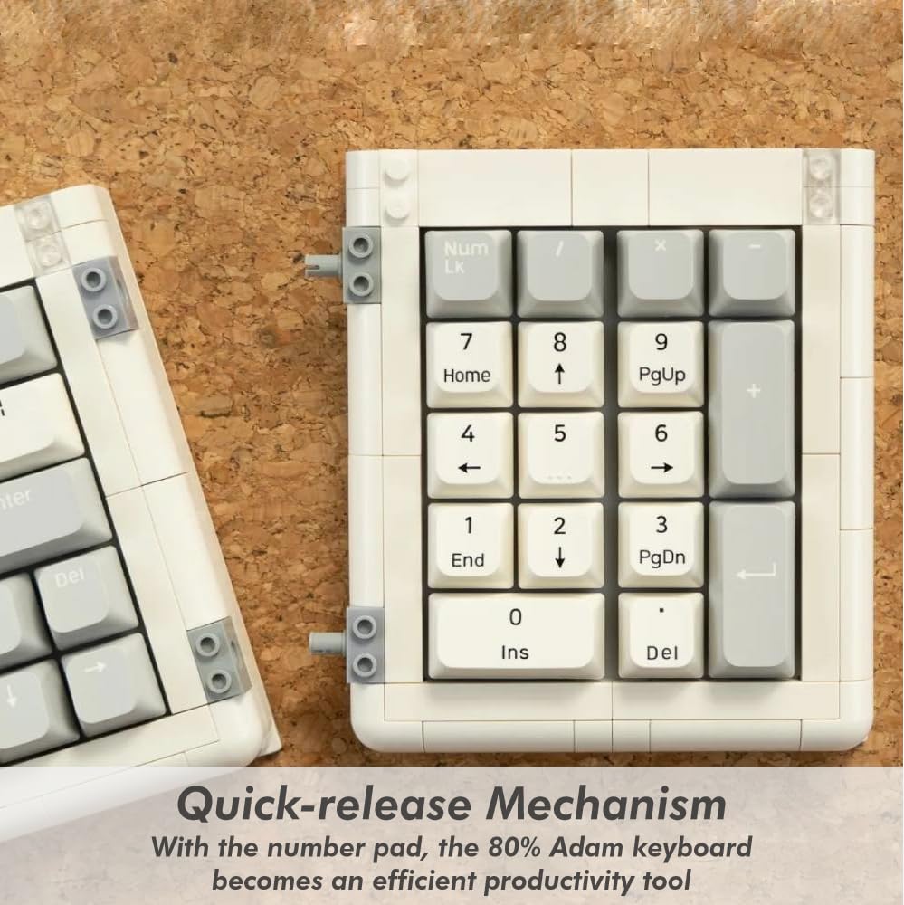 KBDcraft 01Adam 60% Mechanical Keyboard, 64-Key ANSI, Lego-Compatible Case, Gasket Mount, Hot-swappable, Wired, Linear Switch, RGB, QMK, Vial for Win/Mac, Full Kit (White)
