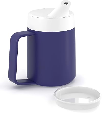 JFA Supplies 1 Handle 165ml Blue Adult Drinking Mug Sippy Non Spill Cup