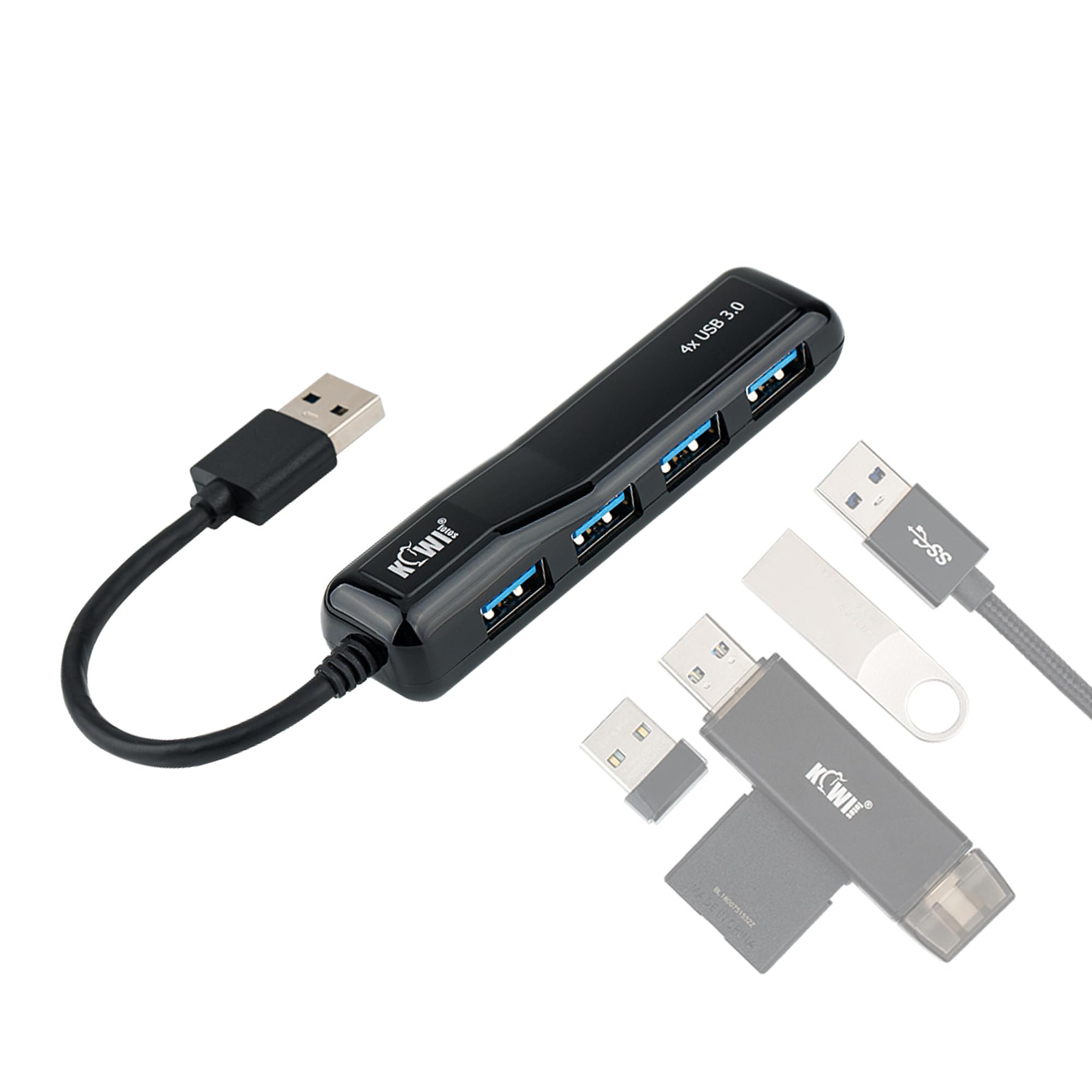 USB Hub 3.0 Portable 4-Port USB Splitter Multi USB Port Expander Ultra-Slim USB Adapter for MacBook Desktop(Style 2,Type A)