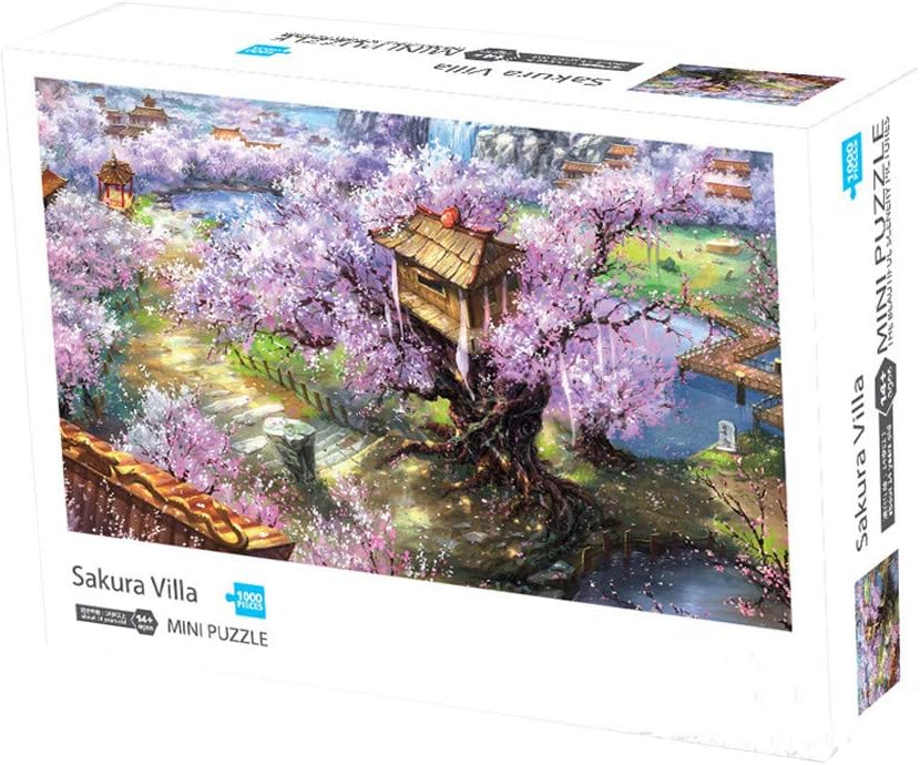 1000 Piece Mini Jigsaw Puzzle Landscape Puzzles Large Puzzle Game Interesting DIY Toys Gift (Sakura Villa)