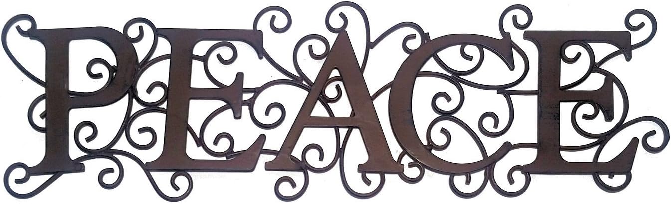 Amazon Com Peace Word Sign Cutout Metal Wall Art Decor Peace