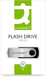 Q-Connect USB 2.0 Memory Stick 8GB Silver/Black - Compact for Travel