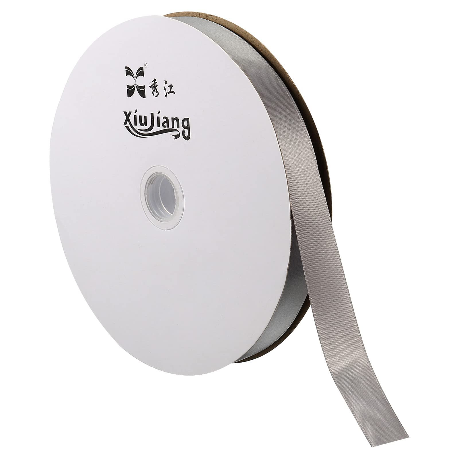 PATIKIL 0.79 Inch Wide 100 Yards Satin Ribbon, Solid Crafts Roll for Party Home DIY Wrapping Decoration Silver Tone