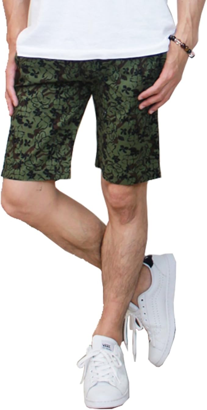 ノーブランド品 リゾート柄イージーショートパンツ メンズ M オリーブ６ ６ ショートパンツ 通販 Amazon