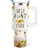Hqhzaha Best Aunt Ever Gifts from Niece Nephew 40oz Aunt Tumbler with Handle Auntie Cup Birthday Gift Presents for Aunts