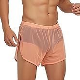 YINYOUYU Mens Sexy Mesh See Through Shorts Underwear Loose Sheer Breathable Boxers Short