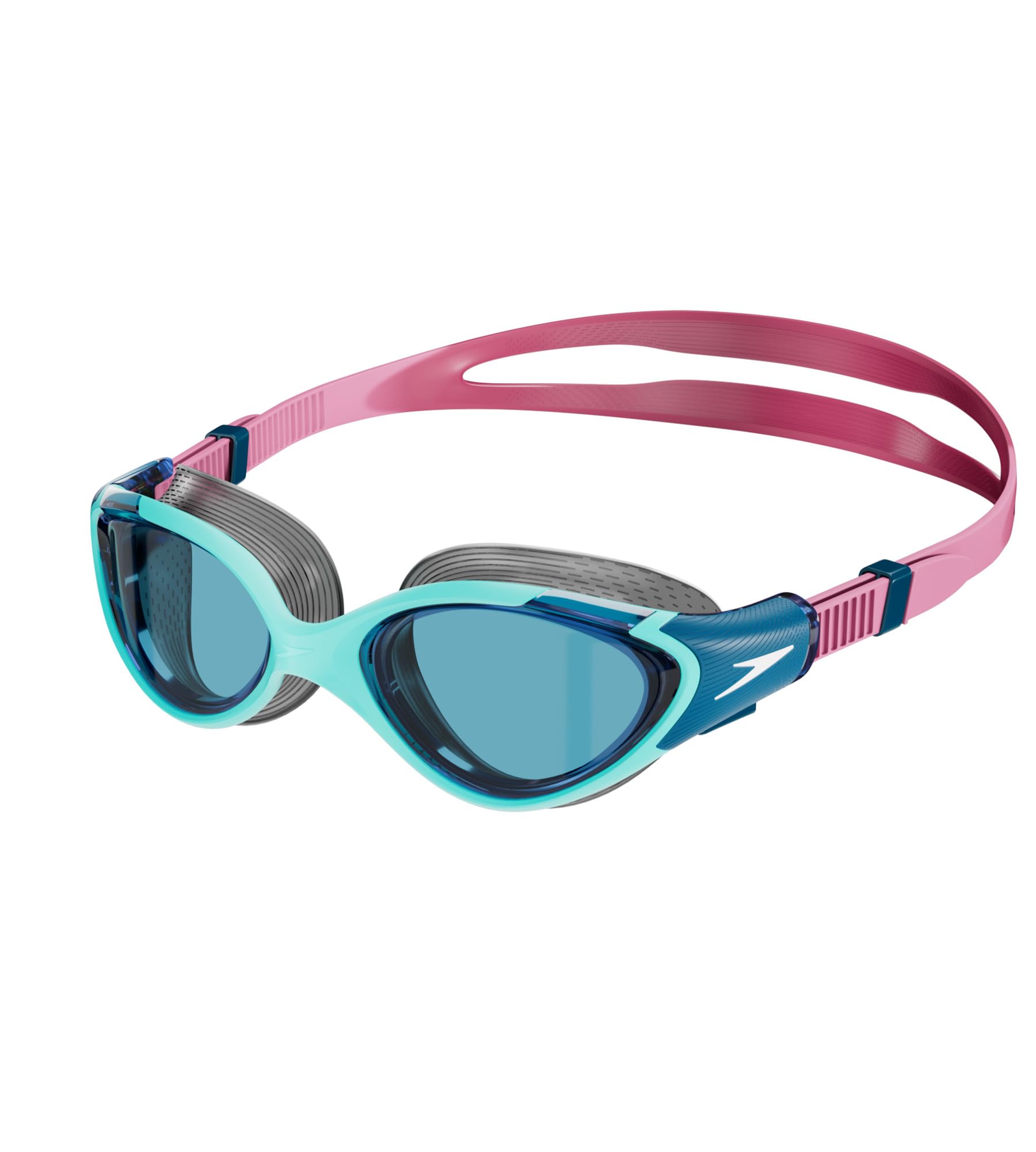 Speedo Women's Biofuse 2.0 SwiMing Goggles | Female Design | Patented Adjust Mechanism | Anti-fog | Anti-leak | Comfort Fit, Marine Blue/Peacock/Funny Pink, One Size