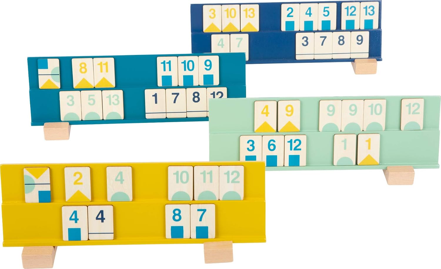 small foot 11716 Rummy Number Tiles Game made of wood, parlour game in modern colours, for ages 7+ years, Multicoloured - Image 4