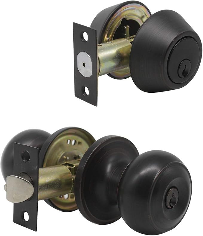 Door Knobs, Keyed Entry Door Lock, Double Keyed Deadbolt with Matching