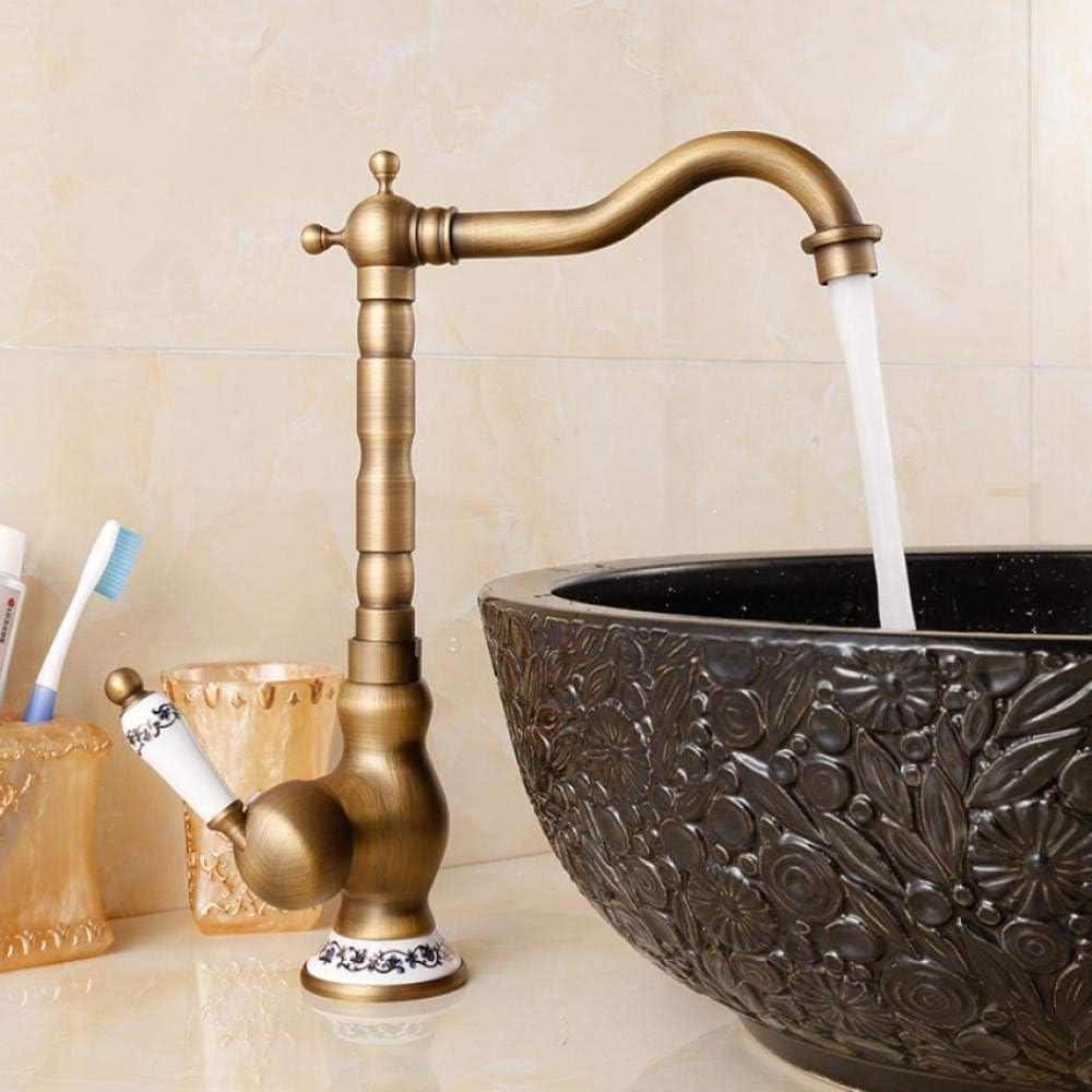 Cyalla Latón Antiguo Baño Cocina Fregadero Grifo Montaje En Cubierta