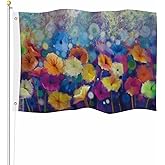 Yekiua Flower Flag 3X5 Ft Outdoor Abstract Watercolor Spring Seasonal Nature Floral Chrysanthemums Premium Strongest Longest Lasting Flag Vivid Color With Brass Grommets White Yellow