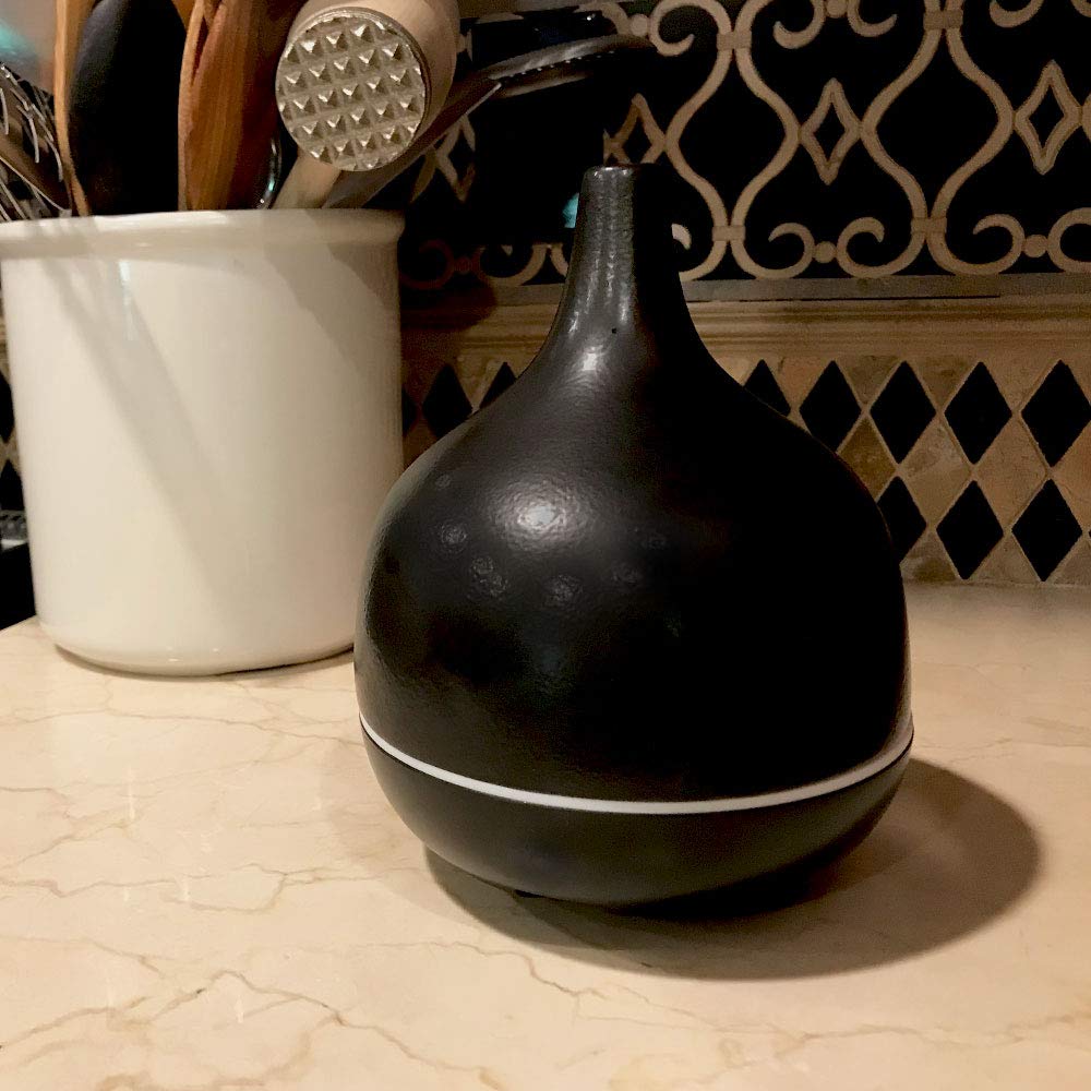 Hand Crafted Ceramic Stone Ultrasonic Essential Oil Diffuser For Aromatherapy 300 Ml Black Optional Warm White Light